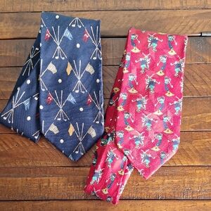 Vintage Disney Mickey Co. Golfing Goofy Golf Tie Lot (2)